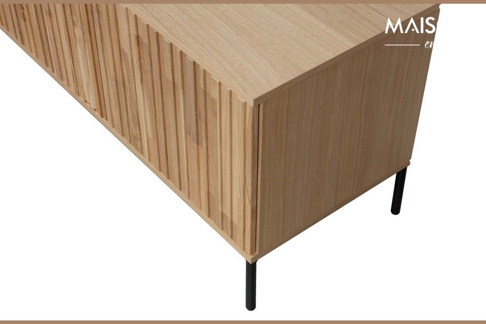 Meuble tv en bois de chêne beige New - 5