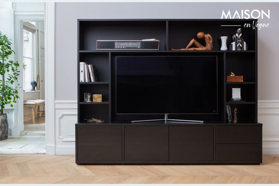 Meuble TV en bois noir Maxel