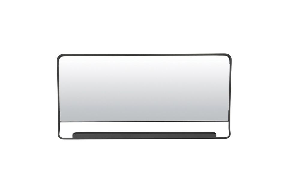 Miroir avec étagère en métal noir Chic - 2