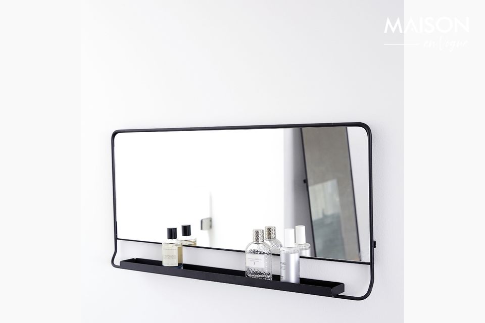 Miroir avec étagère en métal noir Chic House Doctor