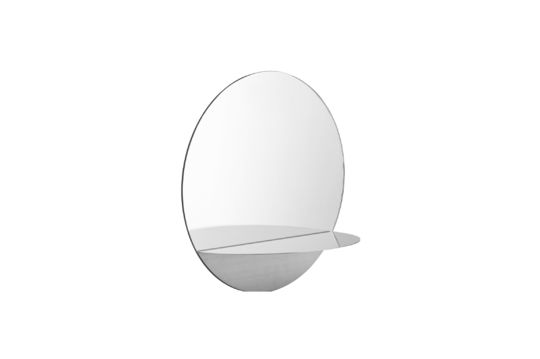 Miroir rond avec tablette en acier argenté Horizon Détouré