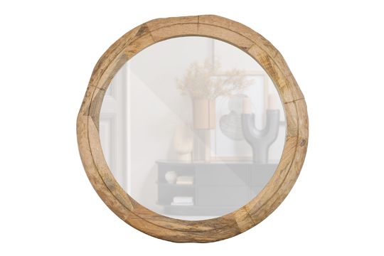 Miroir rond en bois de manguier beige Rion Détouré