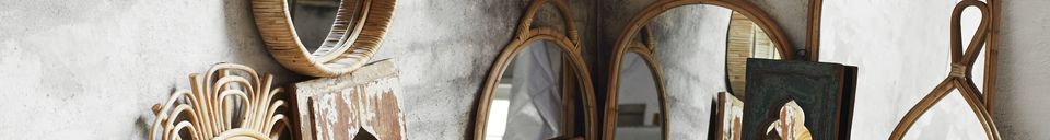 Mise en avant matière Miroir soleil en bambou beige Lumia