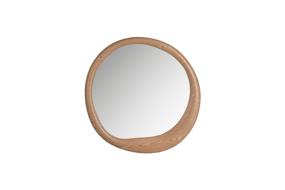 Generous round mirror Playful oak veneer edge Multiple hanging options  The Glivon mirror from the