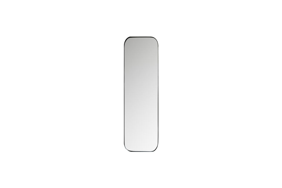 A metal strip with two pre-drilled holes is located behind the mirror for hanging