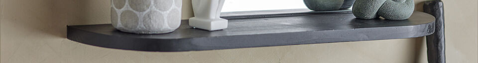 Material Details Mirror with Shelf 72x48 cm in Black MDF Annlie