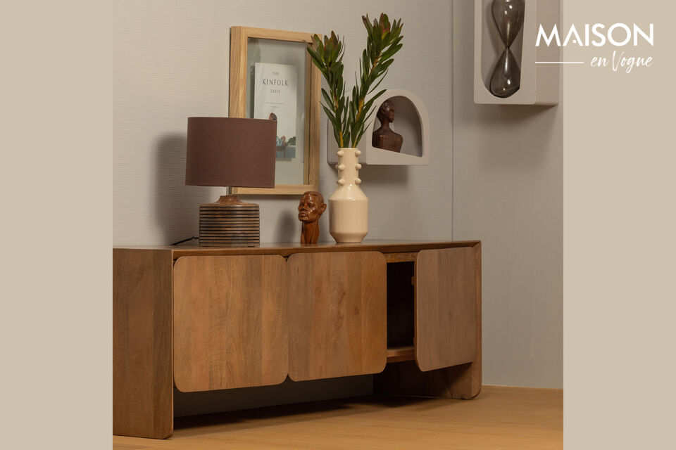 Mobile TV autentico dall\'atmosfera retrò Realizzato in legno di mango Tre ante con angoli