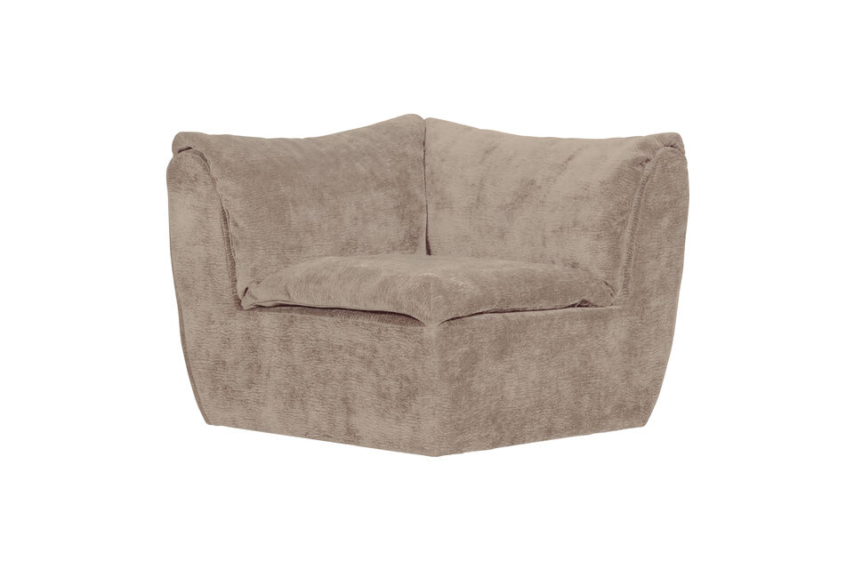 Modular Sofa Corner Element 3D Chenille Sand BAGGY Woood