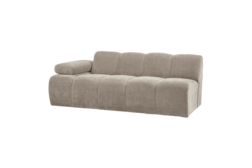 Module canapé 2 places gauche tissu côtelé sable foncé Mojo Woood