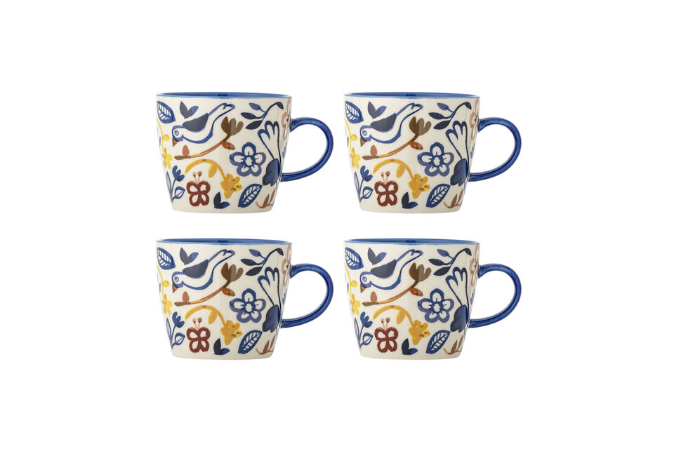 Mok set van 4 van aardewerk meerkleurig Figuria Bloomingville