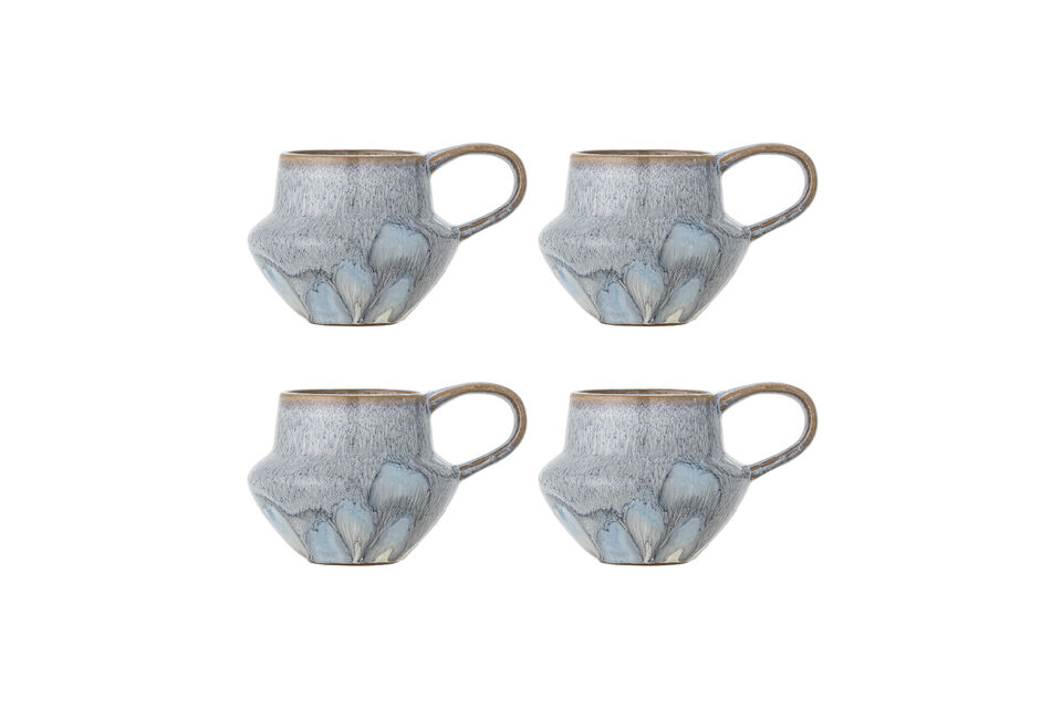 Mug set di 4 in gres blu Bessie Marche