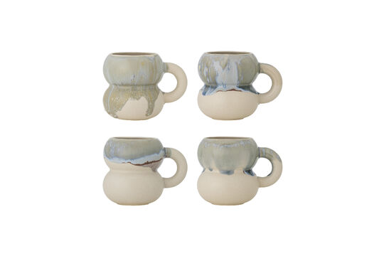 Mug Set of 4 Blue Stoneware Luna