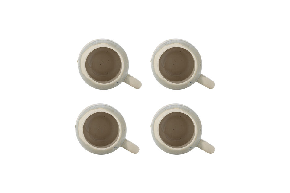 Mug Set of 4 Blue Stoneware Luna - 4