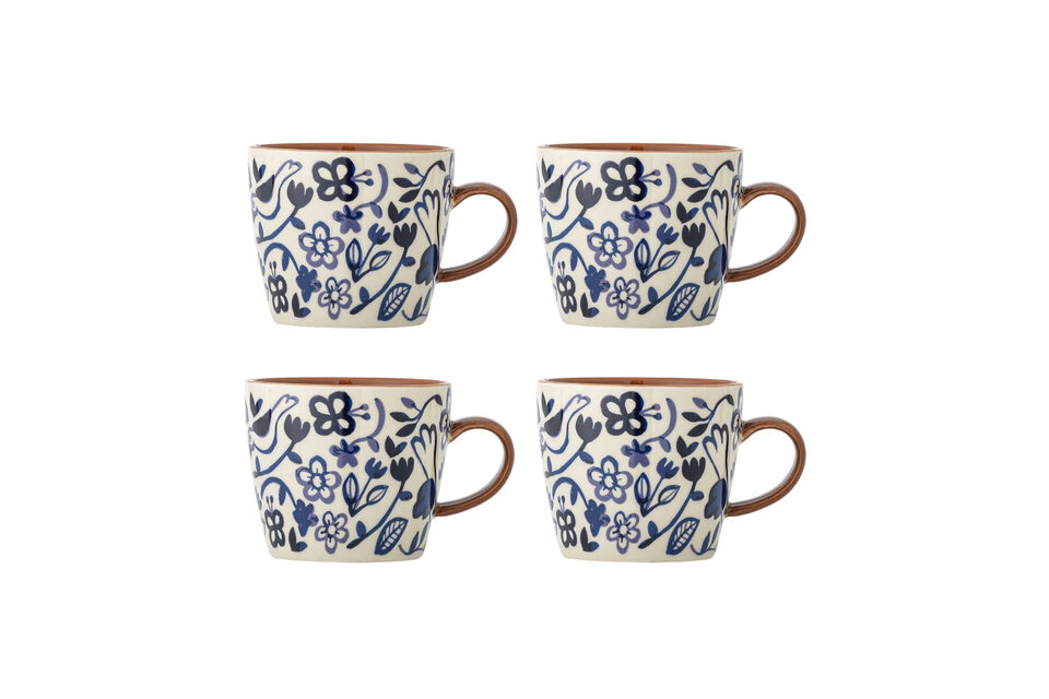 Mug Set of 4 Multicolored Stoneware Figuria Bloomingville
