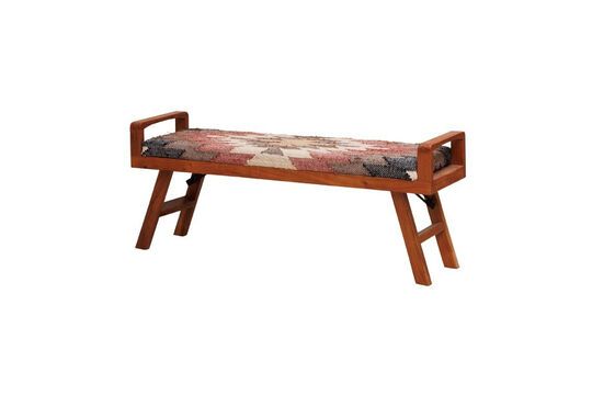 Multicolored cotton Kilim bench