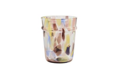 Multicolored glass drinking glass