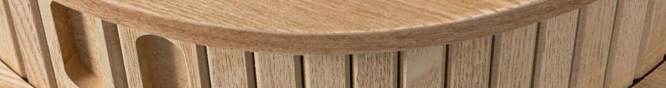 Materialbeschreibung Nachttisch rund MDF/Kiefer natur Karri