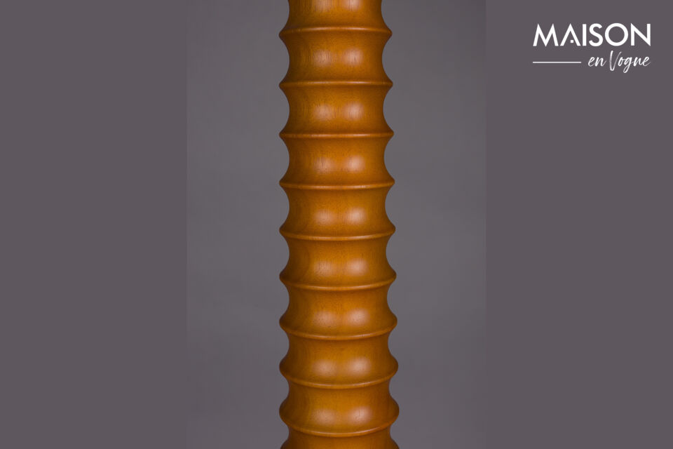 Oak and brown linen floor lamp Horace - 6
