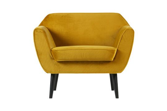 Ochre velvet armchair Rocco Clipped
