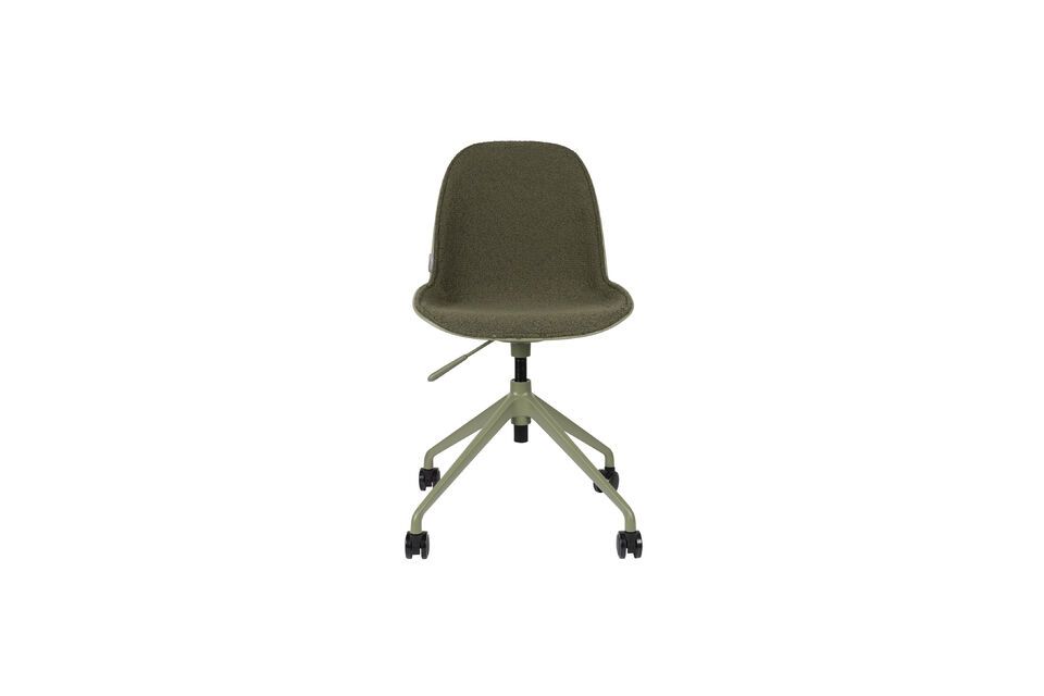 The seat is pleasantly padded and upholstered in soft fabric in an invigorating green color
