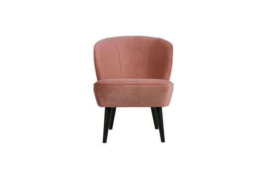 Old pink velvet armchair Sara Clipped