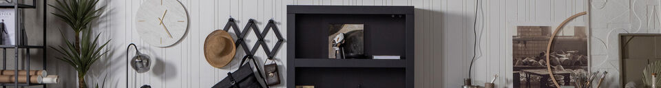 Material Details Open Cabinet 160x107 cm Pine Matt Black BONK