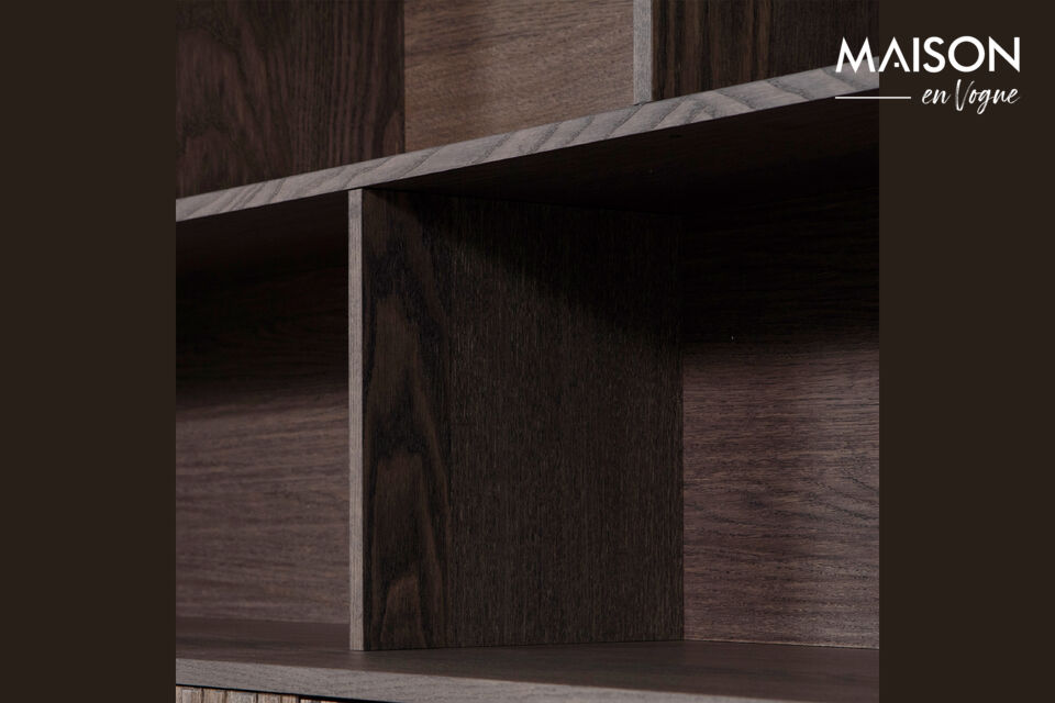 Royale opzetkast voor het New Gravure dressoir Gemaakt van essen fineer met een espressokleurige