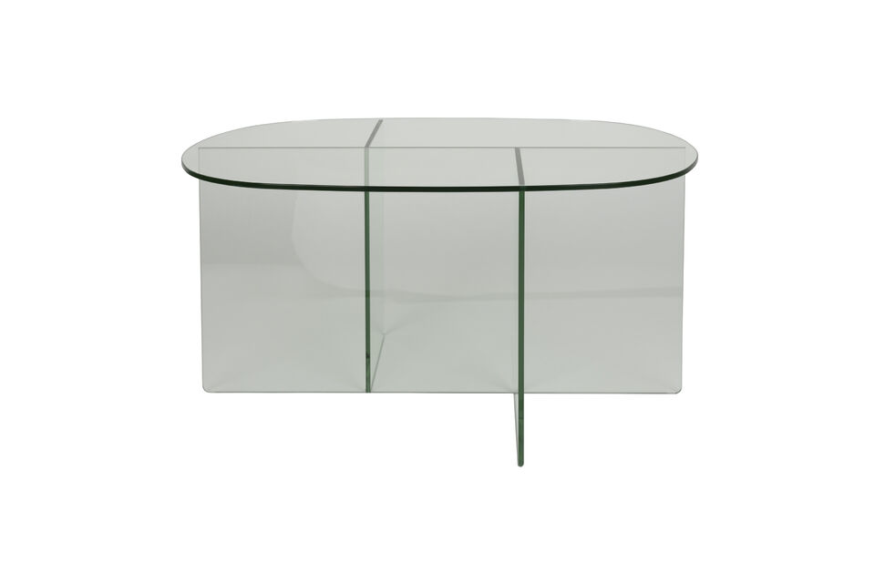 Oval glass coffee table transparent Linea Zuiver