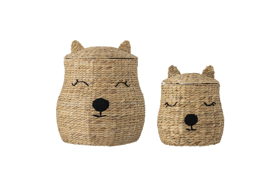 Panier avec couvercle Lot de 2 en jacinthe d'eau naturelle Berny Bloomingville