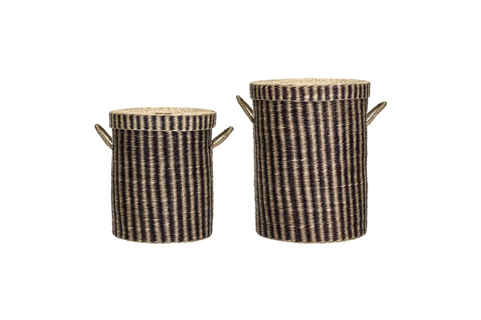 Paniers à linge (lot de 2) jonc de mer naturel et marron HDLaundry House Doctor