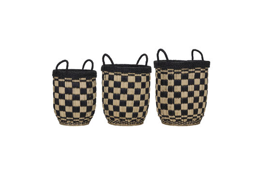 Paniers de rangement (Lot de 3) Jonc de mer Noir et Naturel HDOpti