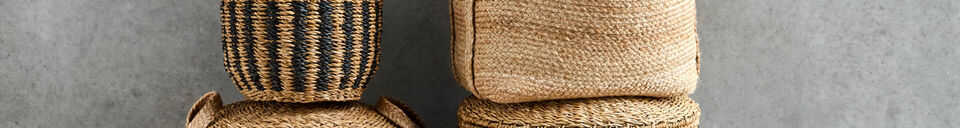 Mise en avant matière Paniers de rangement lot de 3 jute naturelle Stella