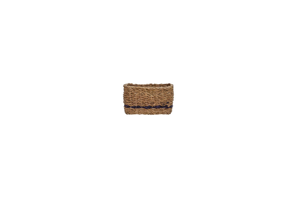 The natural seagrass complemented by a single black stripe makes each basket a subtle statement