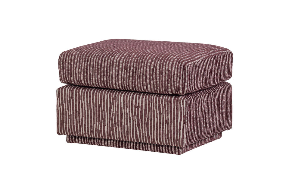 Patterned Ottoman 40x60x50 cm Burgundy Fabric Lou Woood
