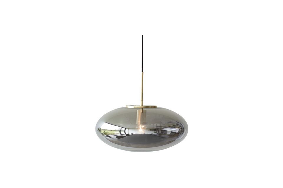 Pendente a ellisse in vetro di ottone grigio fumé Reflect Hübsch