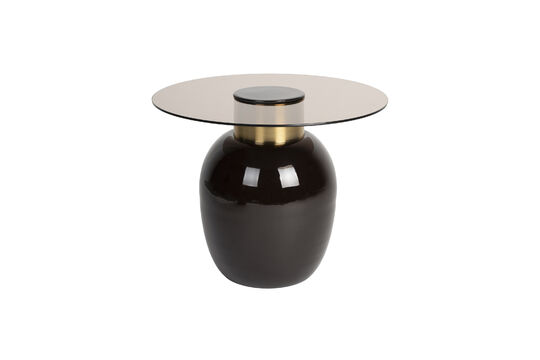 Petite table d'appoint en verre trempé beige Mohra
