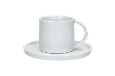 Petite tasse avec soucoupe en porcelaine blanc Porcelino White