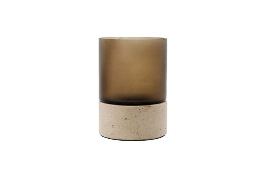 Voir la fiche produit photophore 14 cm en Verre et Travertin Brun Rivo Photophore 14 cm en Verre et Travertin Brun Rivo