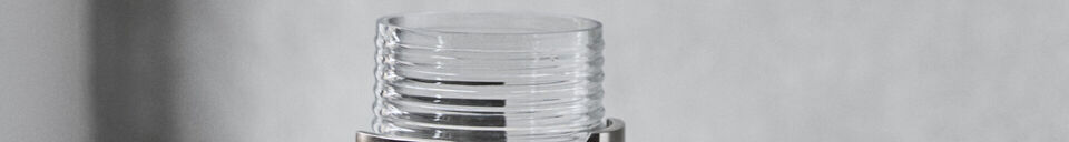 Mise en avant matière Photophore en verre et aluminium argenté HDIndie