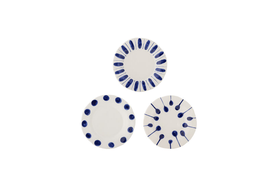 Piatto Ø22 cm set da 3 in gres blu Linora Marche