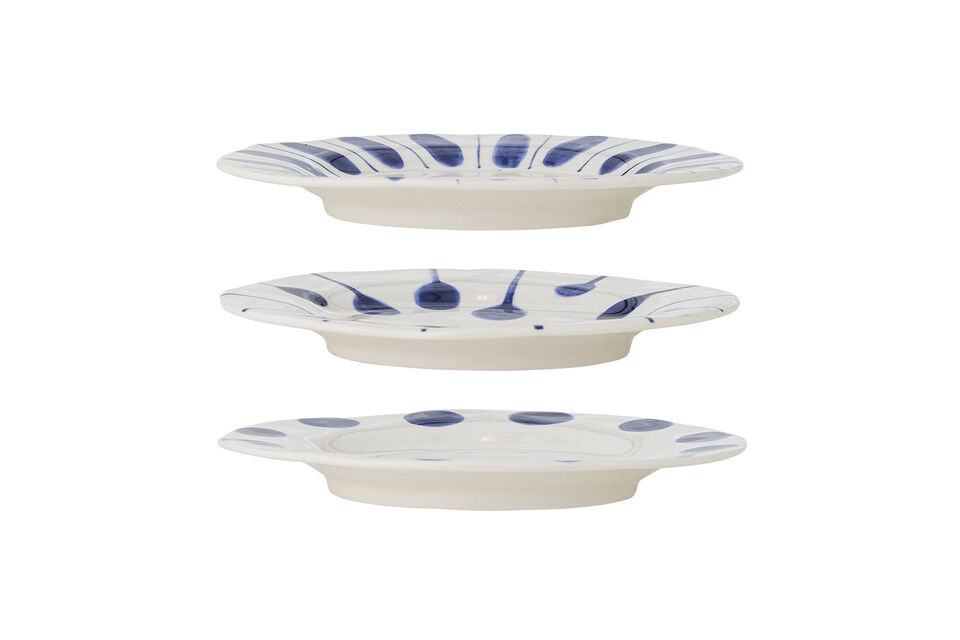 Piatto Ø22 cm set da 3 in gres blu Linora - 6
