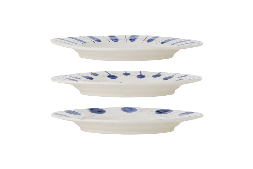 Piatto set di 3 Ø28 cm in gres blu Linora - 4