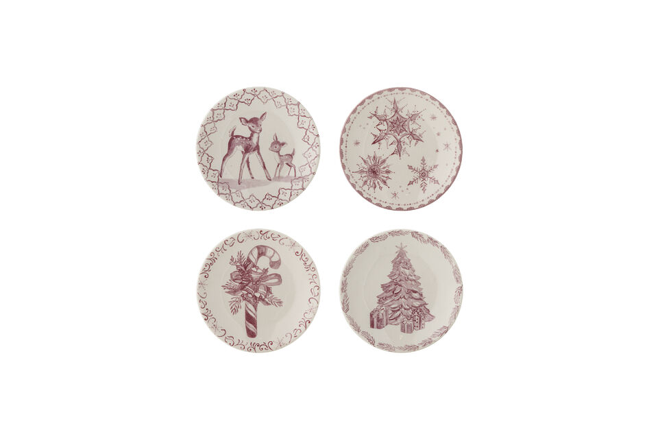 Piatto Set di 4 Gres Rosa Wonderland Bloomingville