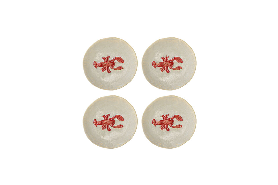 Piatto set di 4 in gres rosso Hadden Marche