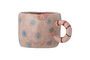 Miniature Pink stoneware mug with blue polka dots Nini Clipped