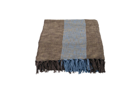 Plaid 130 x 180 cm Cotone Marrone e Blu Chiaro Ponra Foto ritagliata