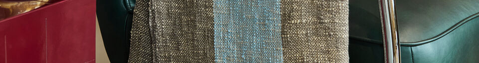 Materiali prima di tutto Plaid 130 x 180 cm Cotone Marrone e Blu Chiaro Ponra