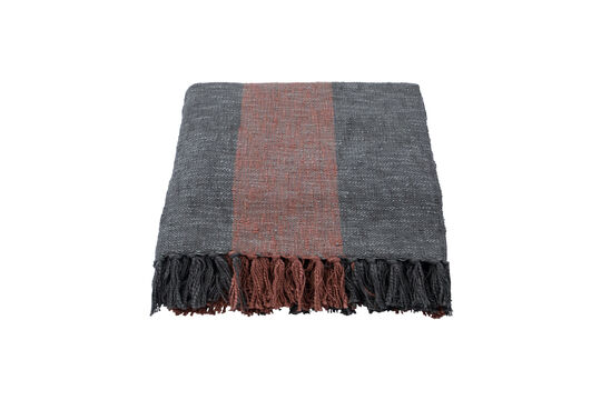 Plaid 130 x 180 cm in cotone khaki e rosso Ponra