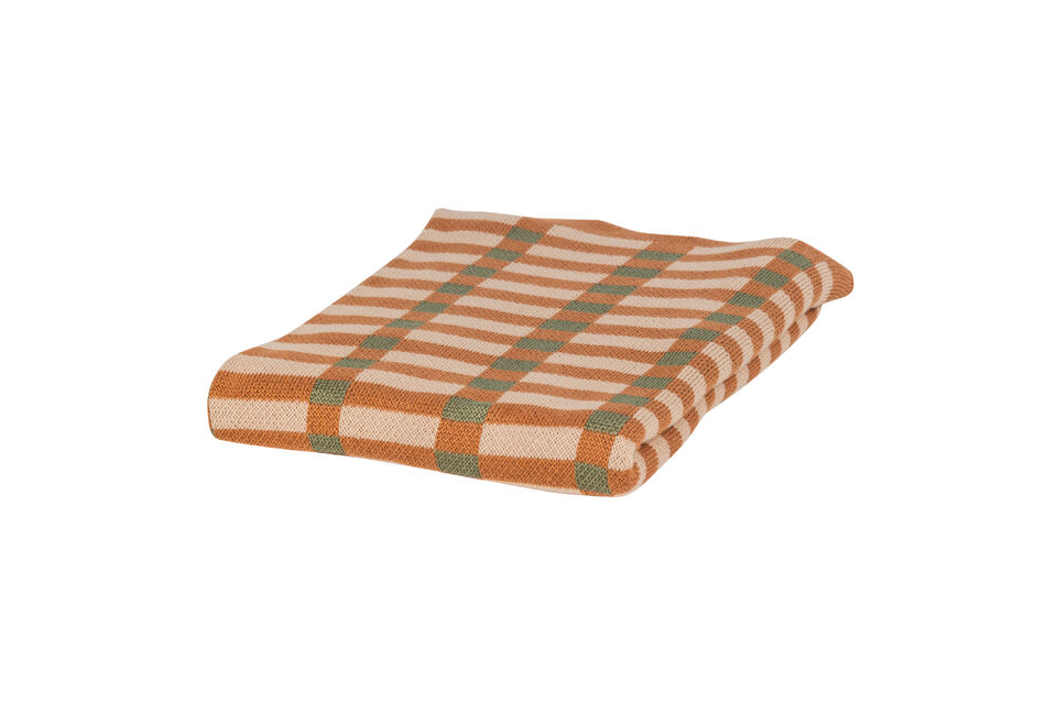 Plaid 130x170 cm Coton Vert et Orange Vola Woood