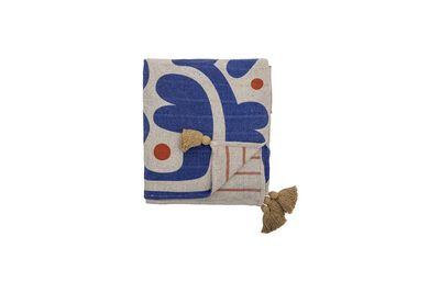 Plaid en coton recyclé bleu 160x130 Eviaya
